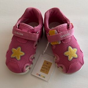 Geox Toddler Pink and Yellow Star Sandals, 5.5 US size or 21 EU